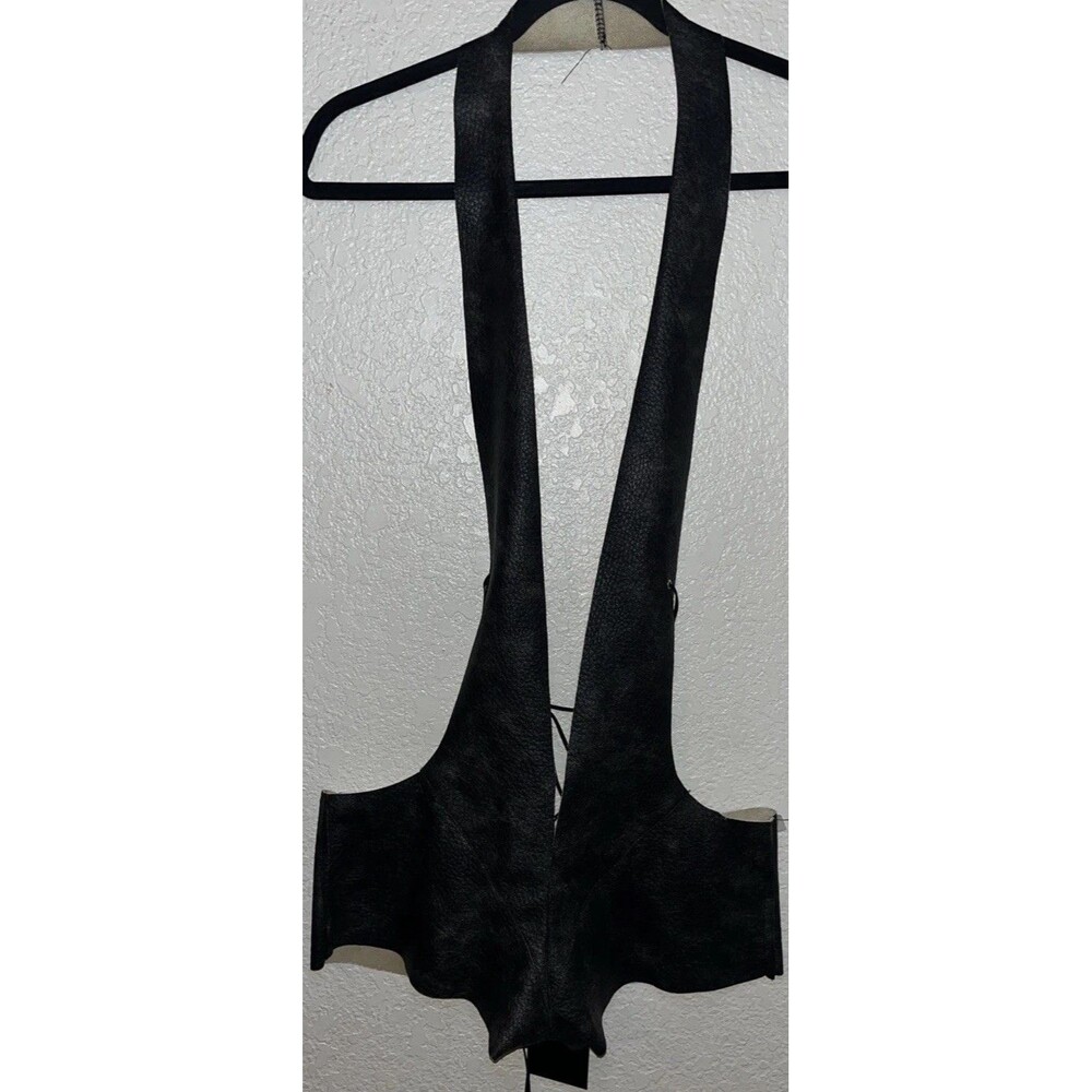 Matte Sexy Halter Top Hot Shorts Romper Bodysuit Women Size Med. Faux Leather